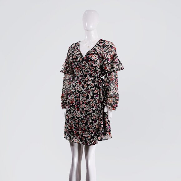 New Look Floral Print Ruffle Wrap Mini Dress Trendy - Picture 1 of 6